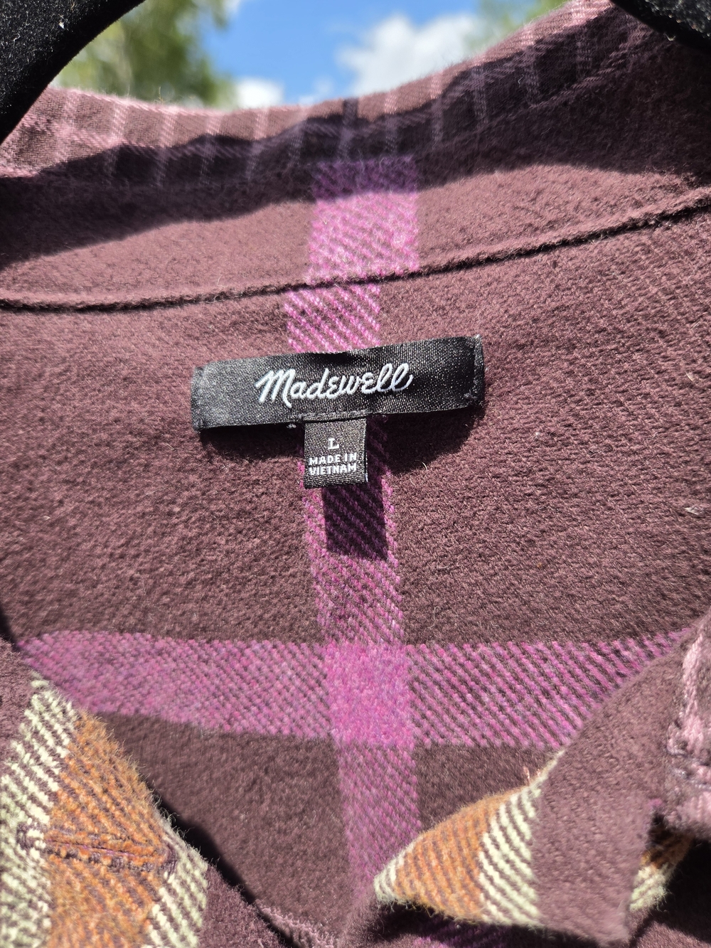 Madewell 100% Cotton Plum Plaid Flannel Shacket - Picture 4 of 6